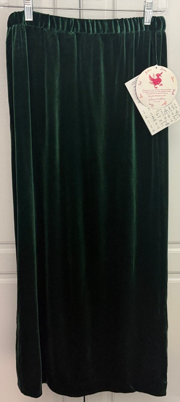 Vintage Quacker Factory Green Velour Pull-On Maxi Skirt Size S  NWT